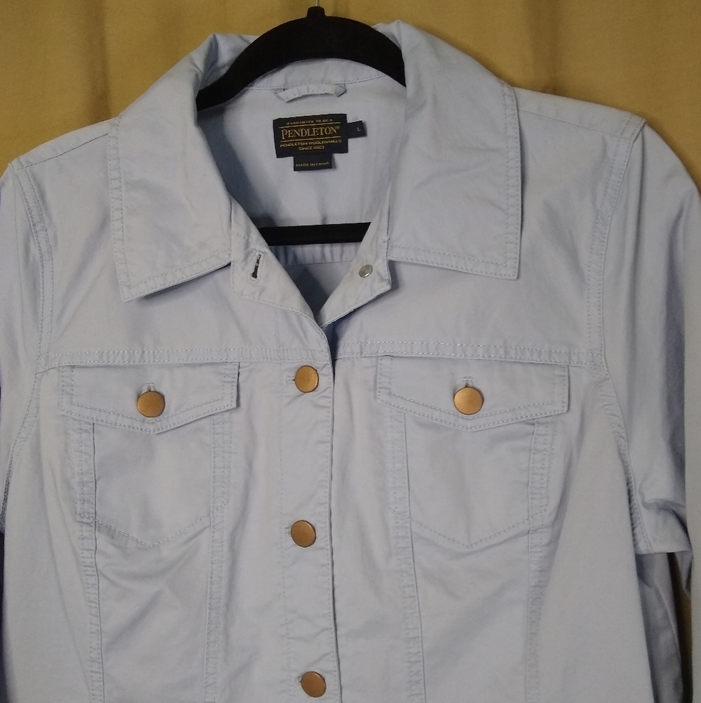 Pendleton Light Blue Button Up Trucker Jacket Sha… - image 8